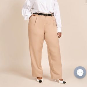 NWT 11 Honore Chloe Straight Leg Pleated Khaki Trousers